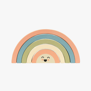 Wooden Stacking Smiley Rainbow Toy