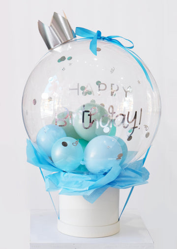 happy birthday balloon box blue