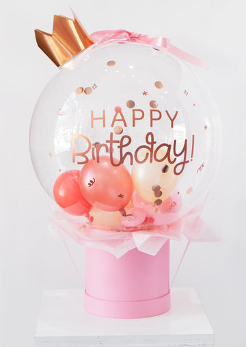 happy birthday balloon box rose gold