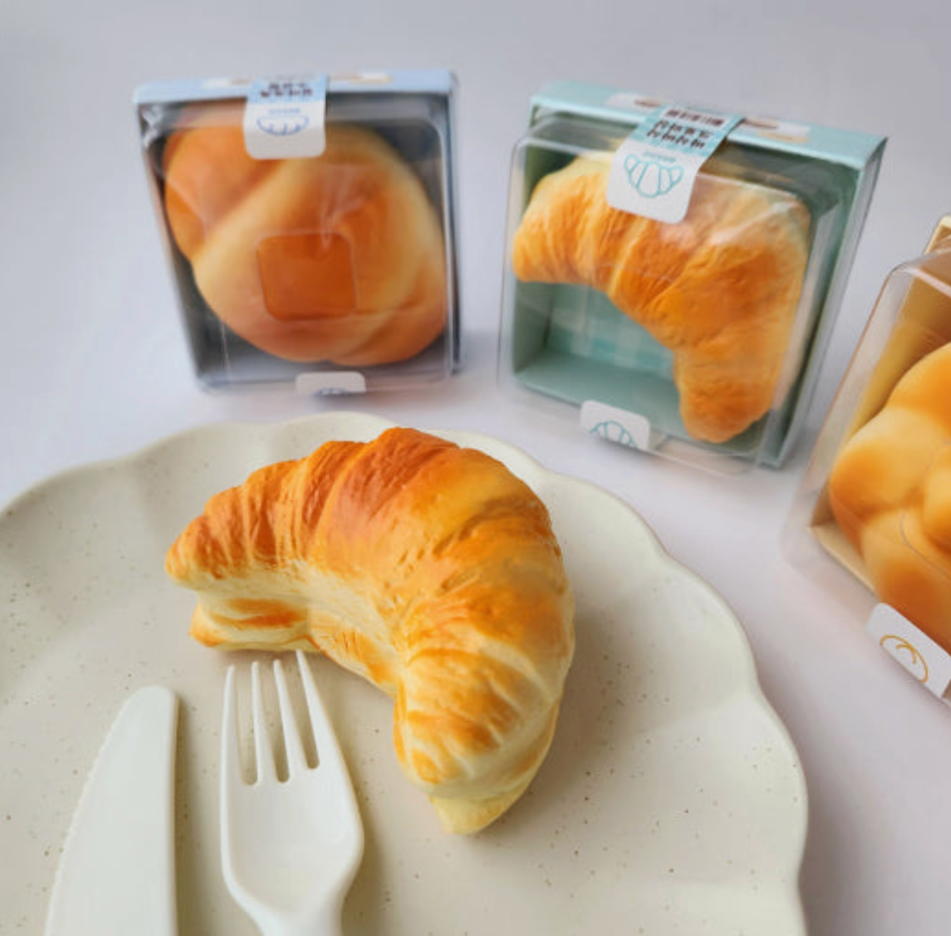squishy toys in a variety of bakery bread shapes 