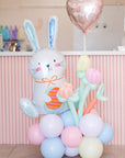 easter bunny balloon arrangement with balloon tulips