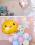 easter chick balloon arrangement with balloon tulips