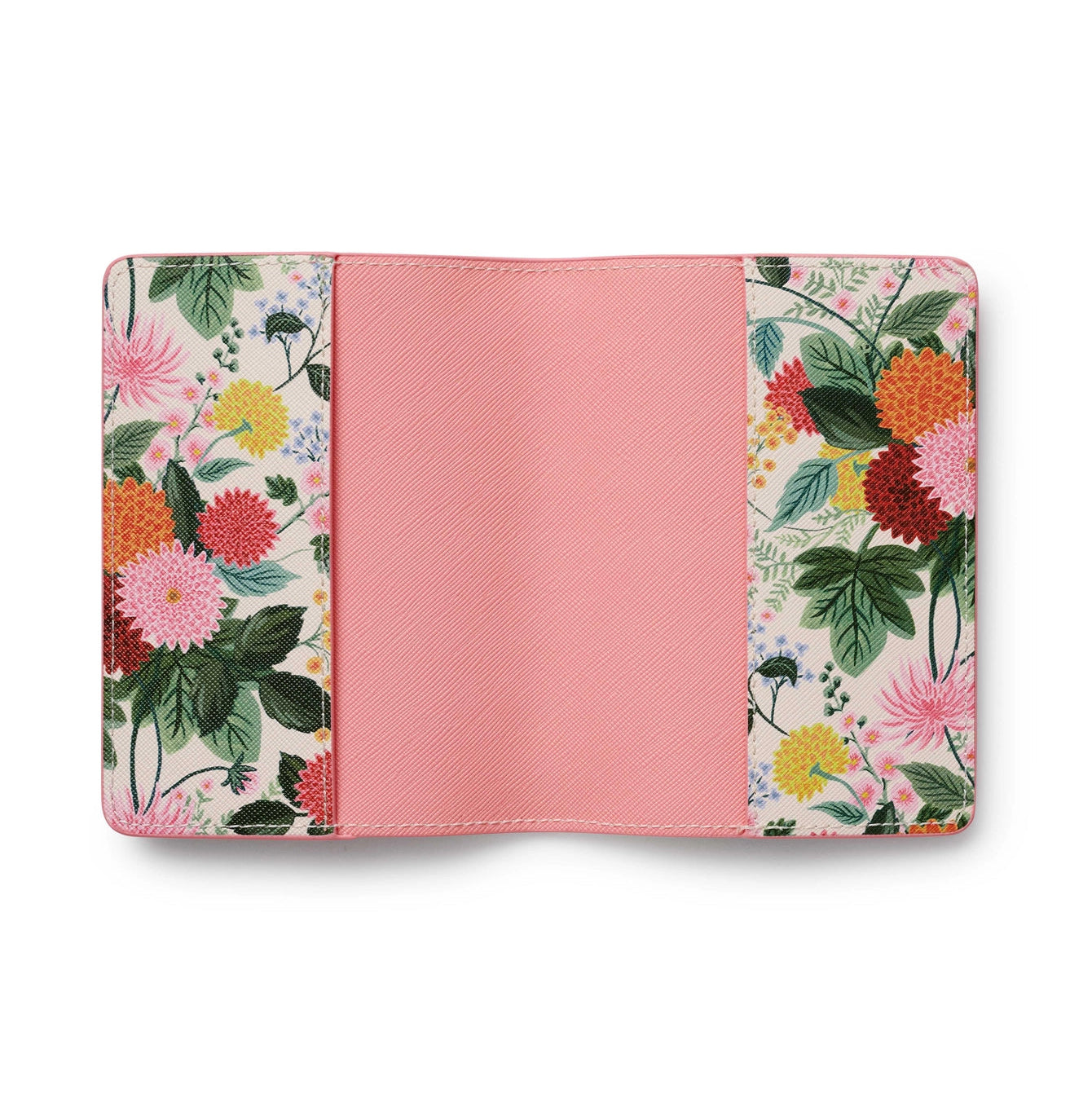 Floral pink passport holder with Dahlia motif