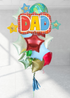 Colorful father's day balloons with stars and marble orb