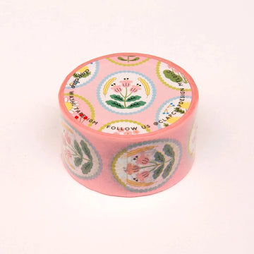 Pink Floral Emblem Washi Tape