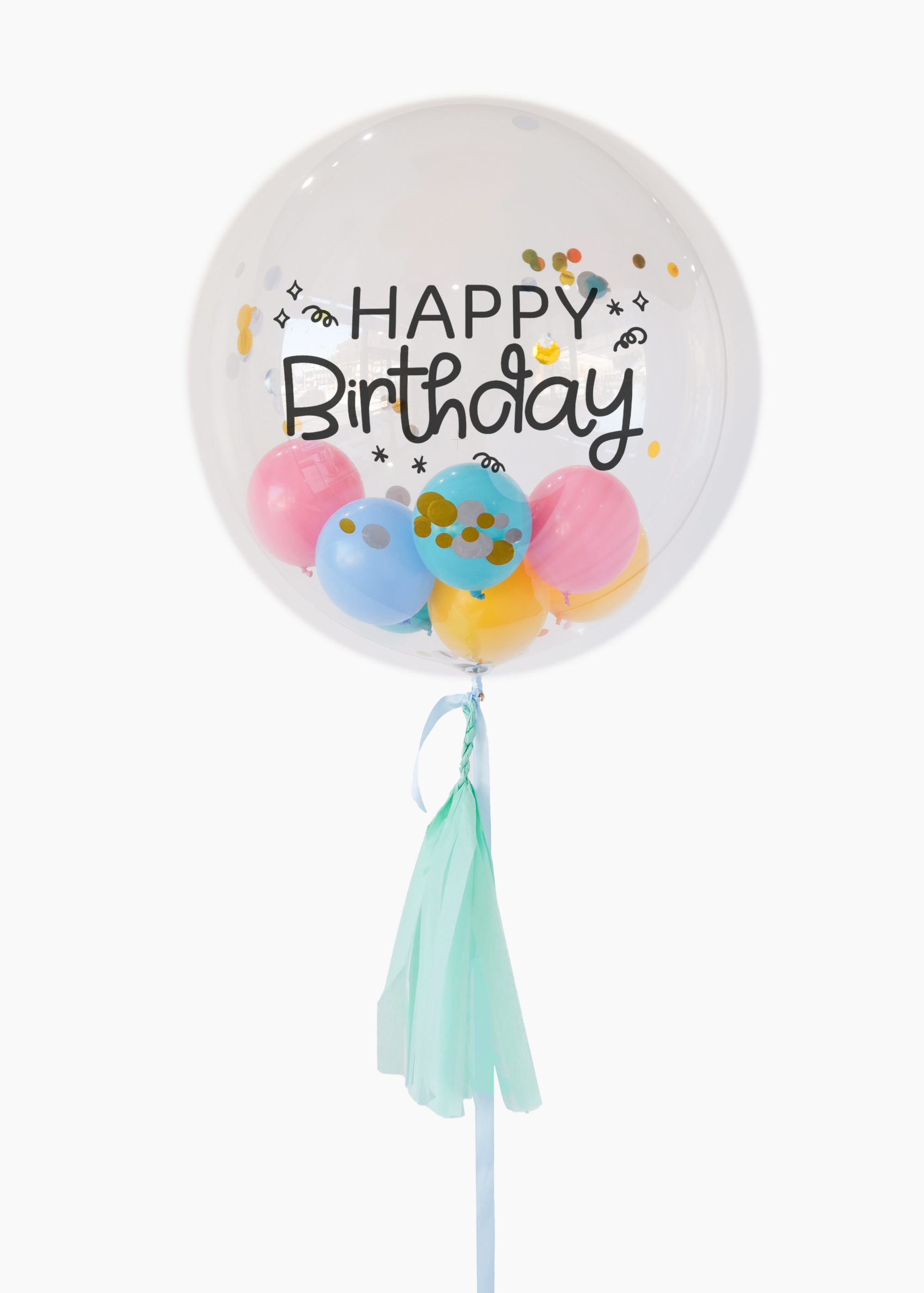 Rainbow Funfetti Bubble Balloon + Tassel