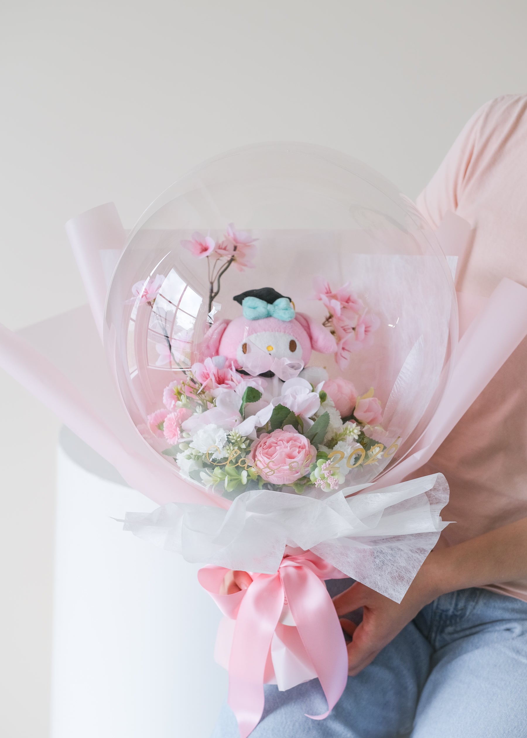 my melody graduation flower balloon with person
