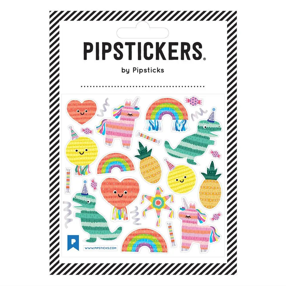 Packaged colorful stickers with various designs on a white background