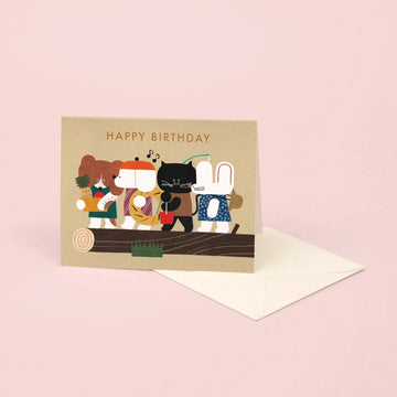 Summer Vacation Animals Birthday Card