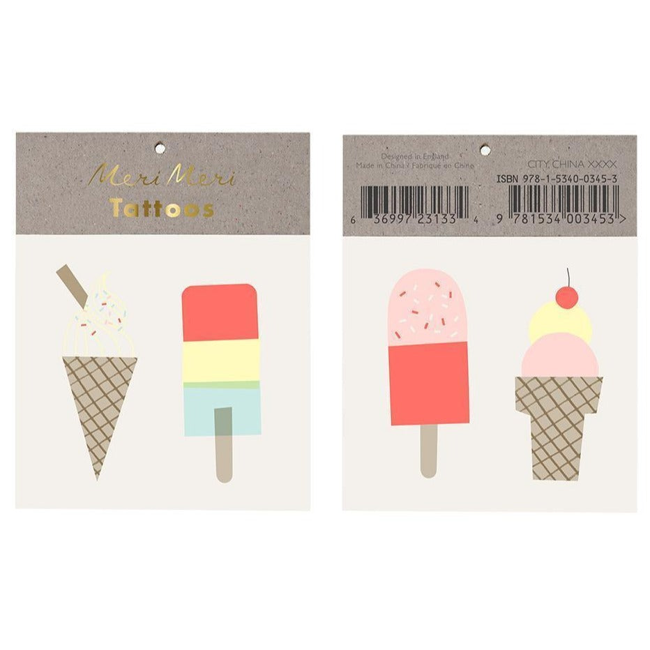 ice cream popsicle temporary tattoos