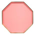 octagon coral and gold paper plate