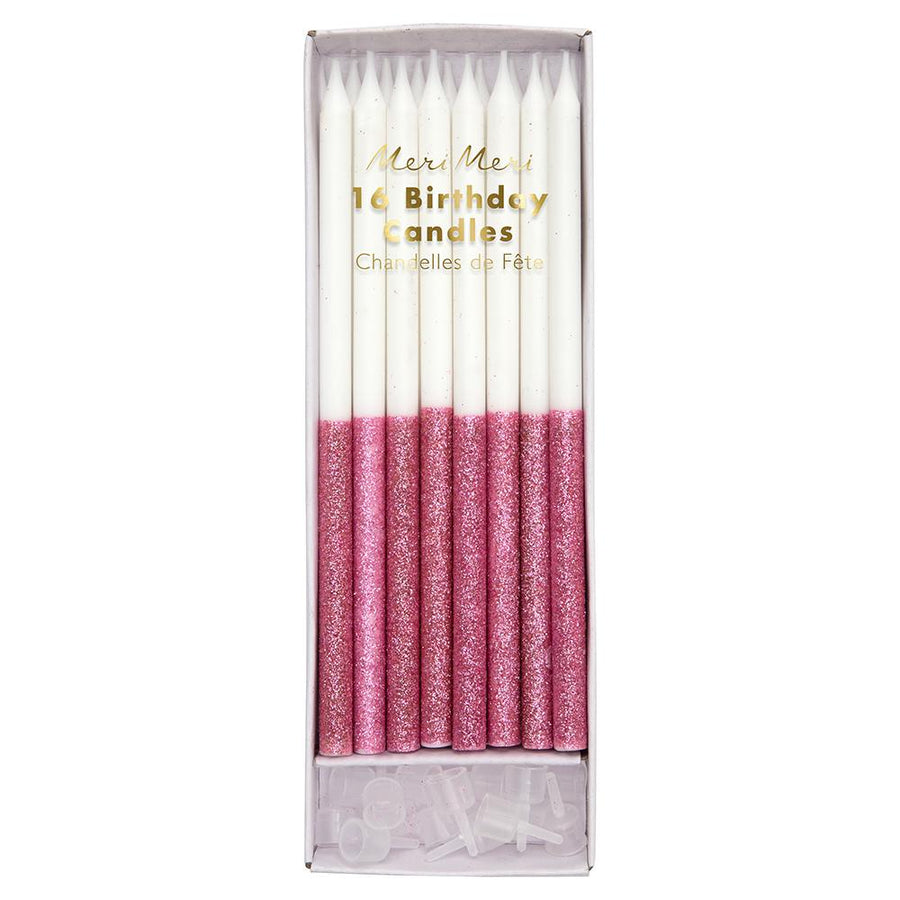 Pink Glitter Dipped Candles