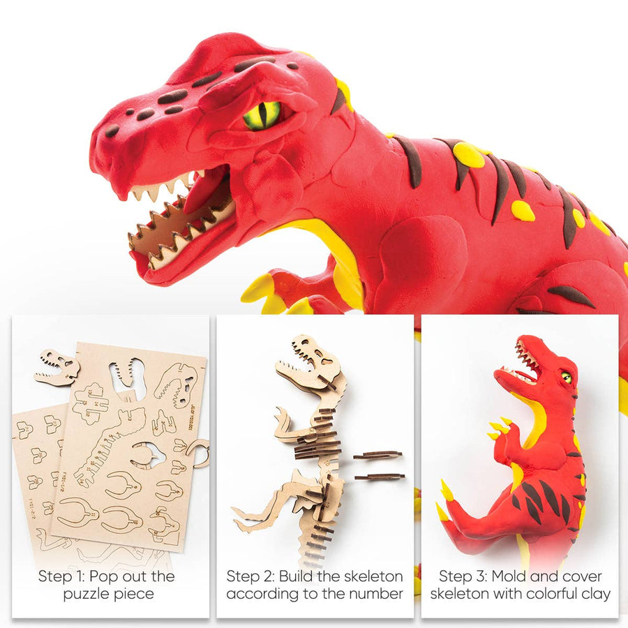 T-Rex DIY Wood and Clay Model