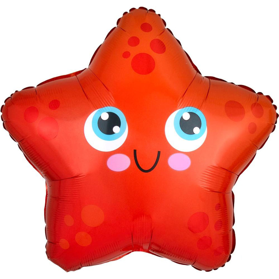 smiling red starfish balloon