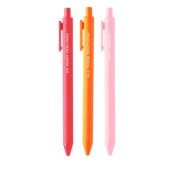 red orange pink pen set
