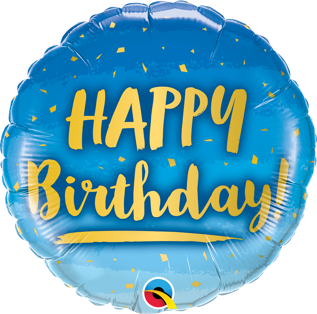 Gold &amp; Blue Happy Birthday Small Balloon