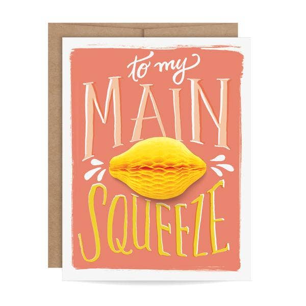 main squeeze honeycomb pop-up lemon greeting card