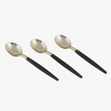 Black and Gold Plastic Mini Spoons