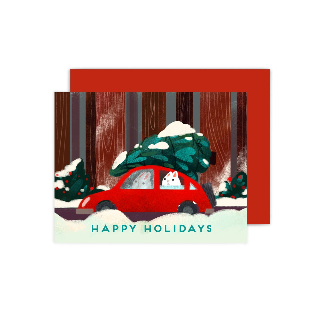 Bunnies Buying Christmas Tree Card
