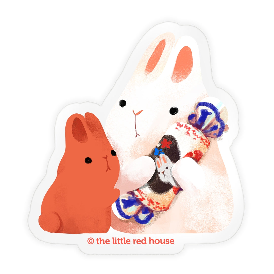Bunnies &amp; White Rabbit Candy Clear Sticker