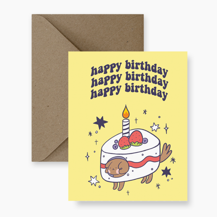 Cake Dog Happy Birthday Card