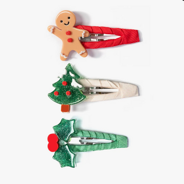 Christmas Fabric Covered Snap Clips