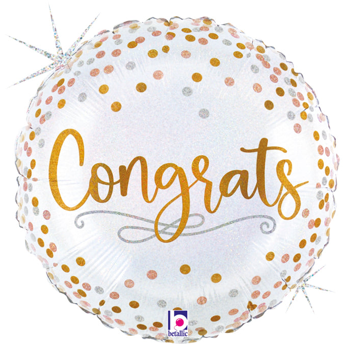 Congrats Confetti Glitter Holographic Small Balloon