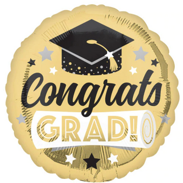 Congrats Grad Shiny Gold Small Balloon