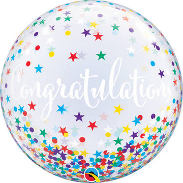 Congratulations Rainbow Stars and Dots Bubble Balloon