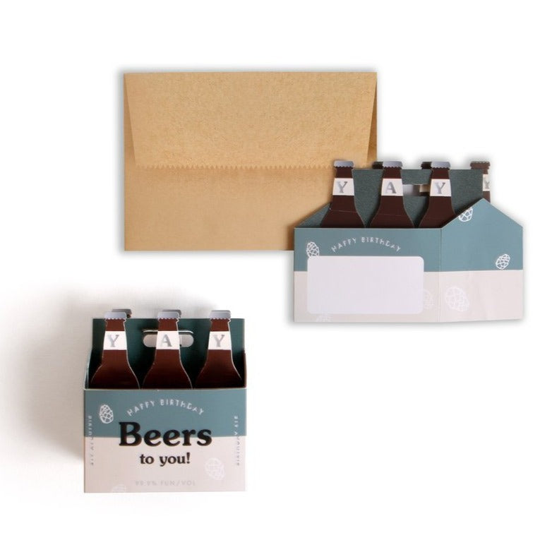 happy birthday beers to you pop up greeting card