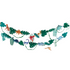 A colorful paper garland featuring dinosaur shapes and foliage pennants with copper and green foil detail, pre-strung on green cord.