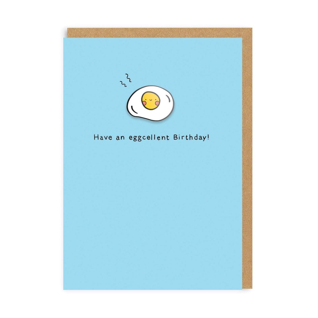 have an eggcellent birthday egg food pun enamel pin greeting card