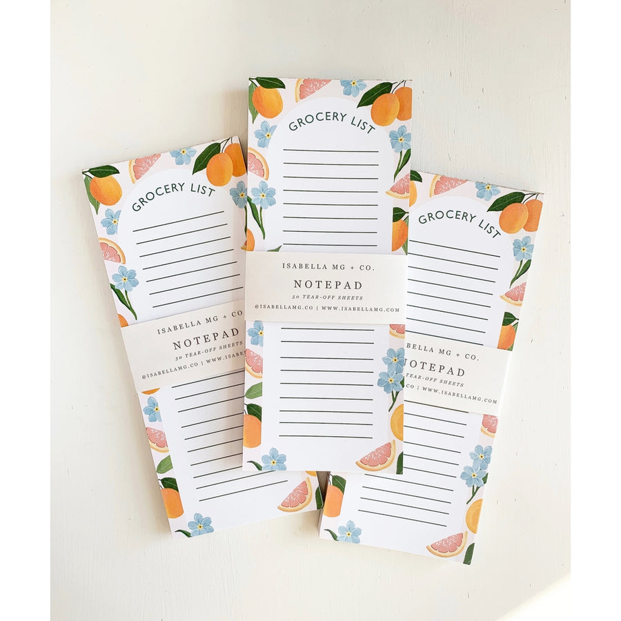 Floral Citrus Grocery List Notepad