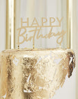 Gold Acrylic Happy Birthday Cake Topper