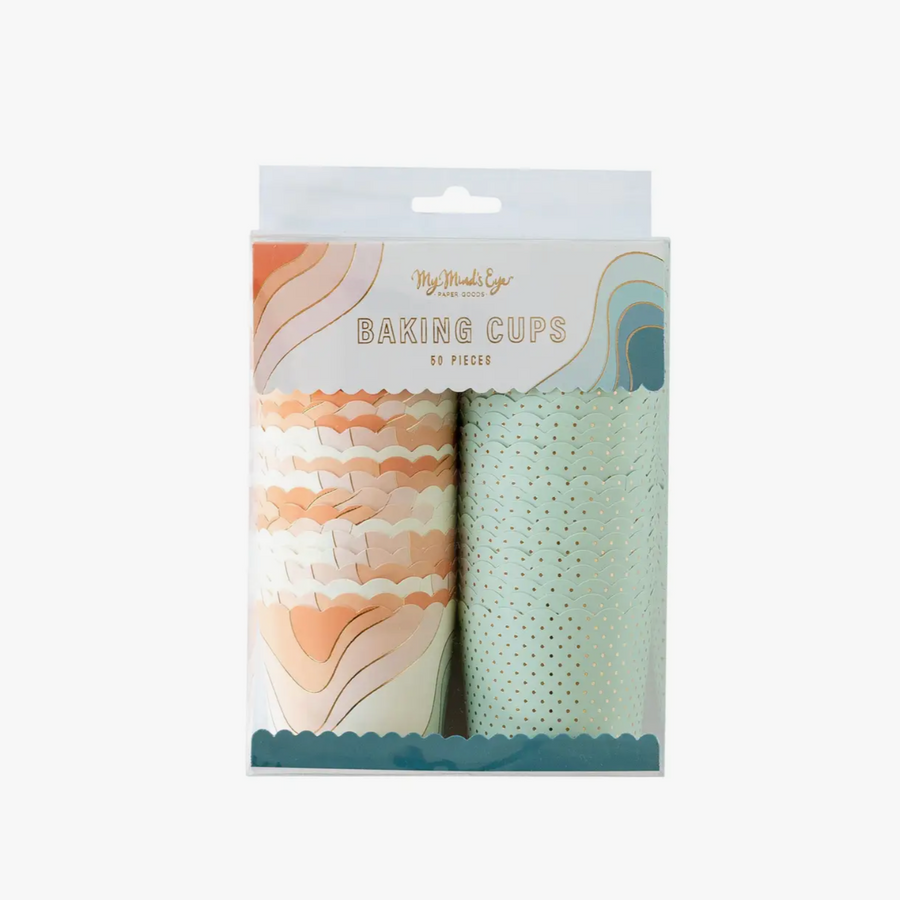 Gold Foil Waves and Dots Food Cups