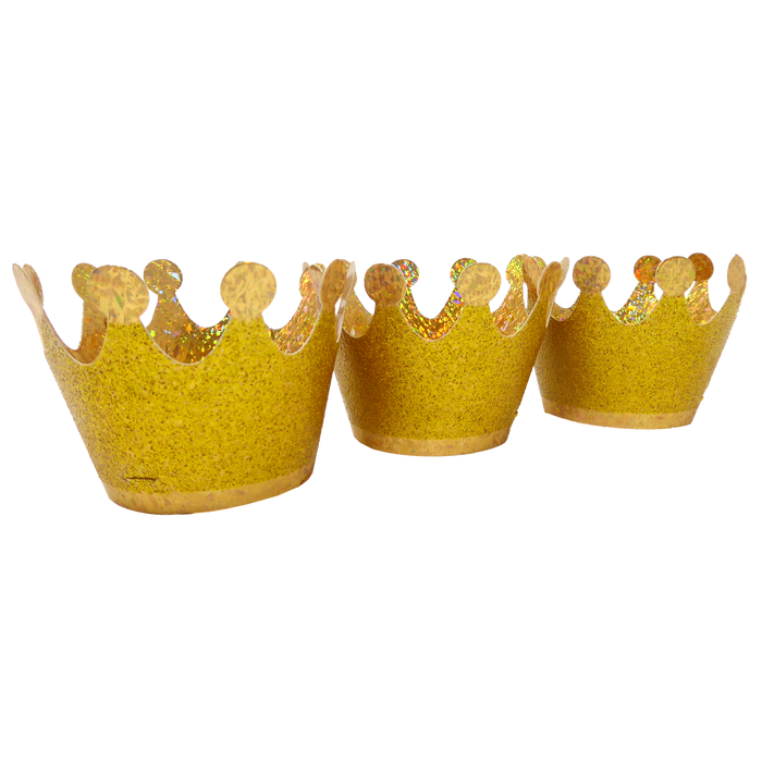 Gold Glitter Mini Crowns