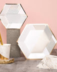 gold and white stripe tableware set