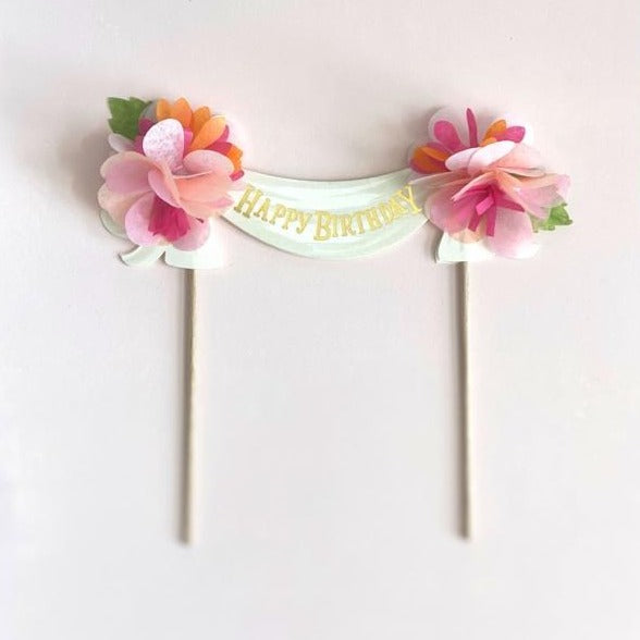 Happy Birthday Cake Topper - Pink Floral