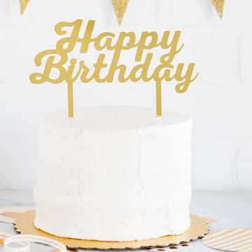 Gold Happy Birthday Cake Topper