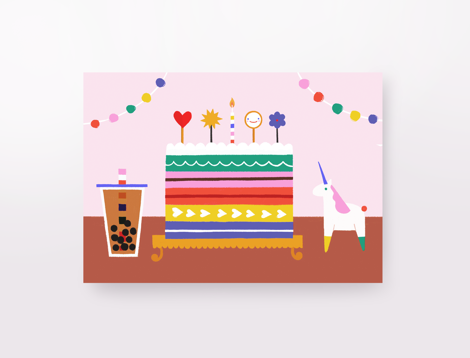 Happy Birthday Rainbow Cake Greeting Card