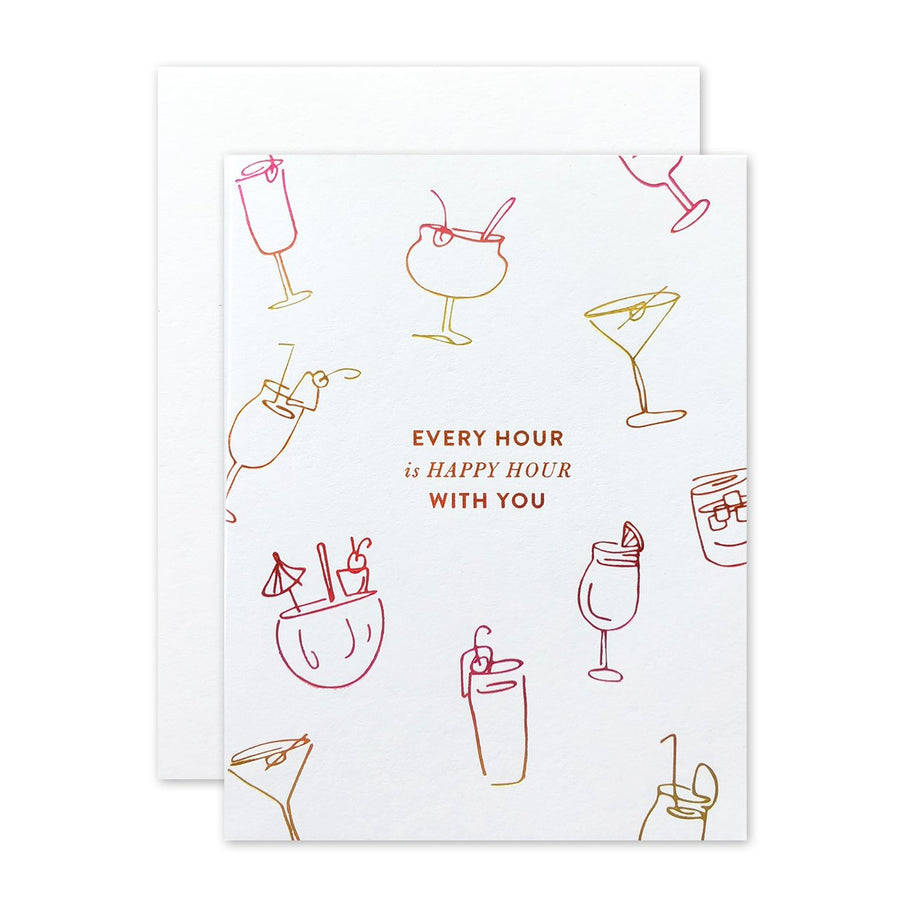 every hour is happy hour with you cocktail pattern greeting card