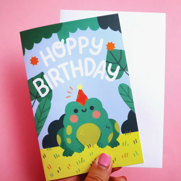 Hoppy Birthday Frog Party Hat Card