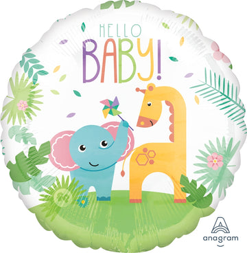 Hello Baby Elephant and Giraffe Balloon