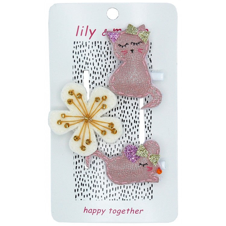 cat mouse flower hair clips