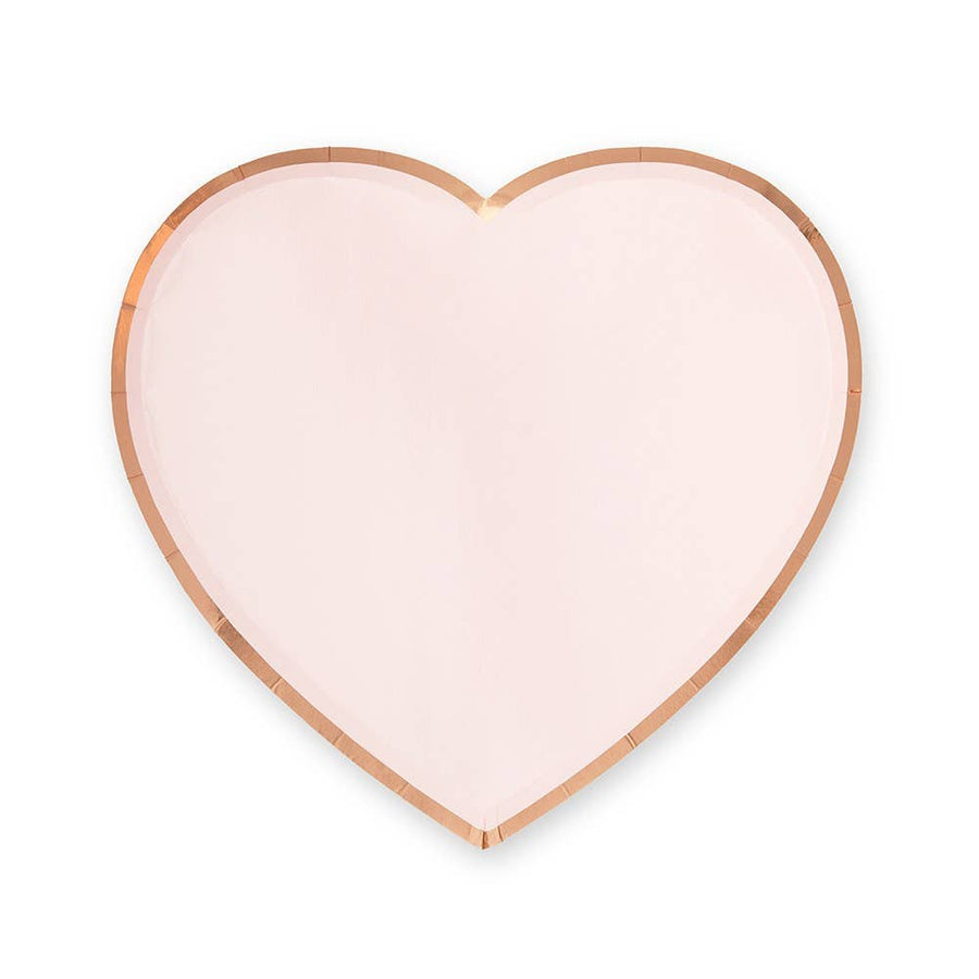 Large Heart Shaped Rose Gold and Pink Paper Plate