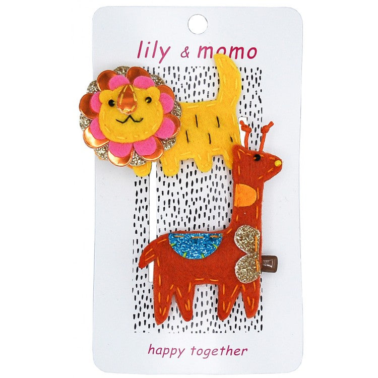 Lion and Giraffe Hair Clips