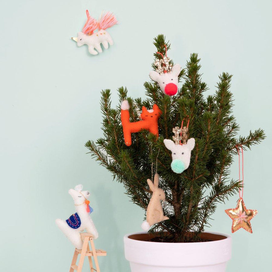 Llama Tree Mini Ornament Set