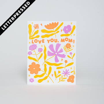 Love You, Mom Scattered Floral Card