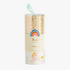 A set of 24 rose gold foil food cups with a unicorn and rainbow design, labeled for use with cupcakes.