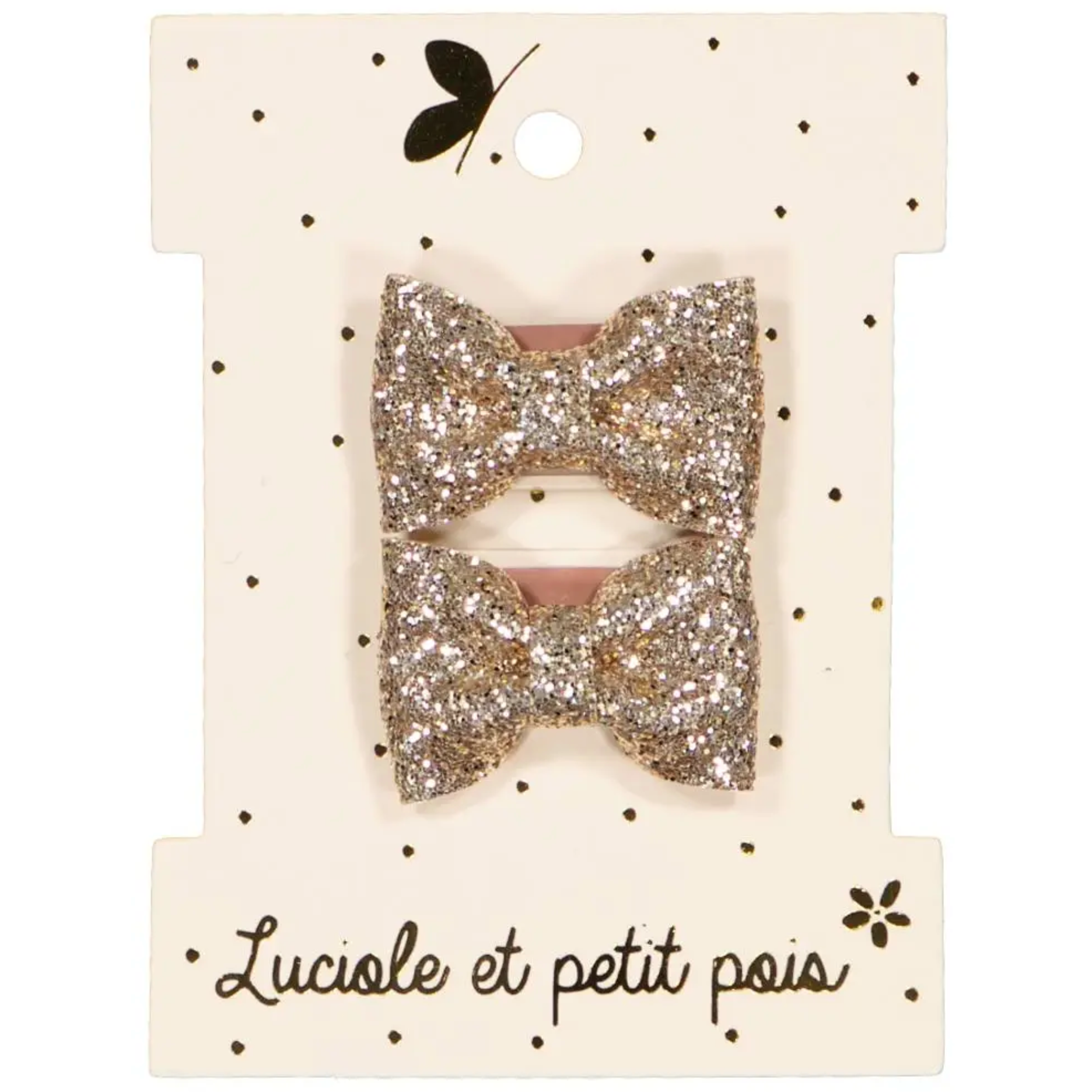Mini Gold Glitter Bow Hair Clips
